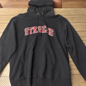 Champion Black Hoodie with Red Lettering